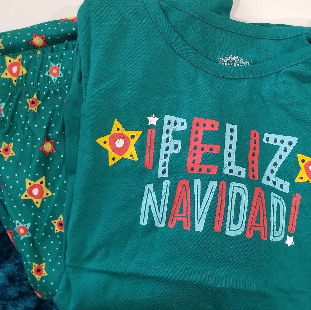 FELIZ NAVIDAD GREEN CHRISTMAS ADULT PAJAMAS XSMALL